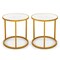 Marble Top Round Side Table 16-inch End Table With Golden Metal Frame-2 Pieces